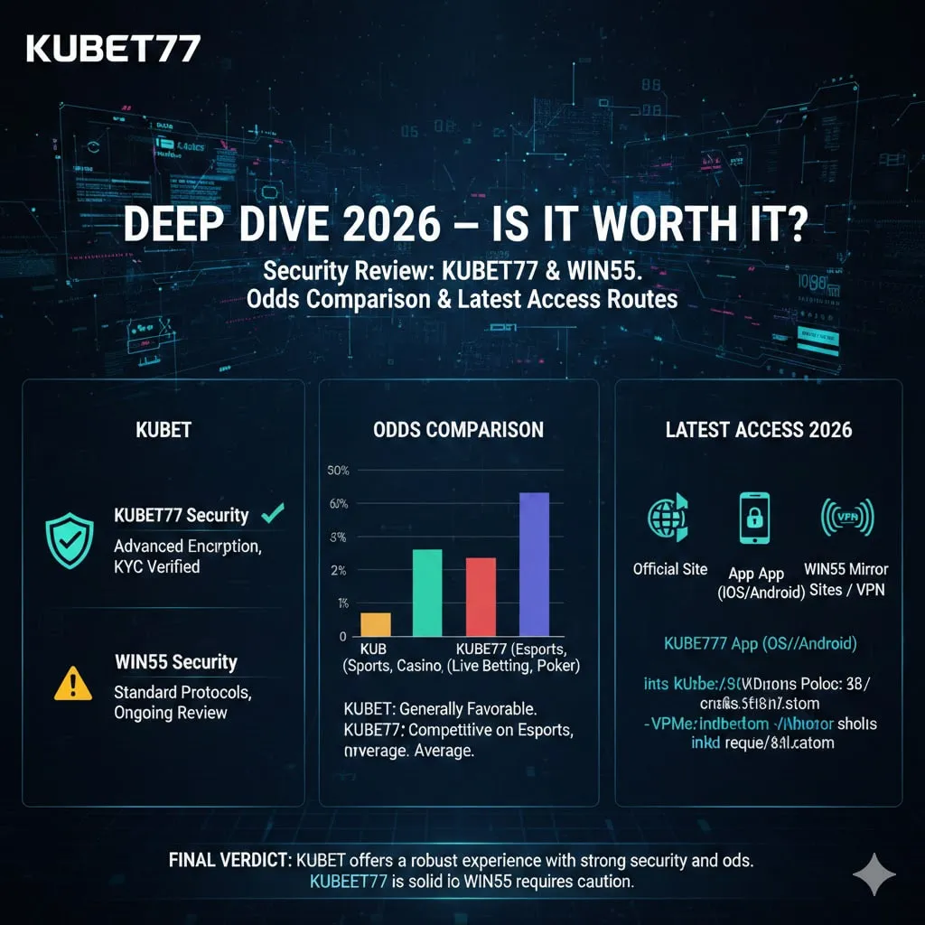 เจาะลึกปี 2026: KUBET ดี ไหม? รีวิวความปลอดภัย KUBET77 และ WIN55 เปรียบเทียบอัตราต่อรองและทางเข้าล่าสุด